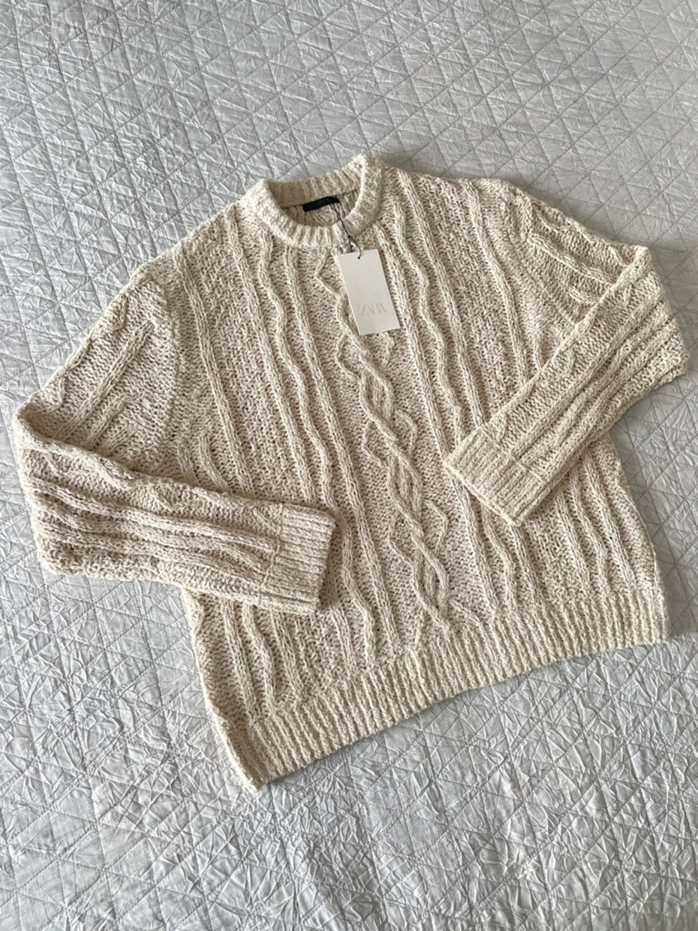 Zara Textured Cable Knit Sweater – Stone | Men’s Medium - Picture 3 of 5
